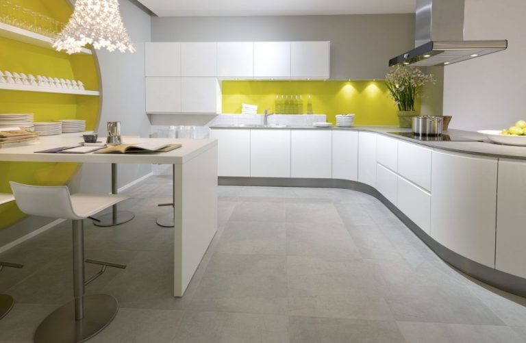 White Satin - Curved Kitchen